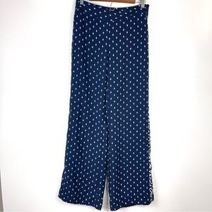 Cabi Trackstar Wide Leg Pants Blue Print Casual Resortwear Pockets Office wear